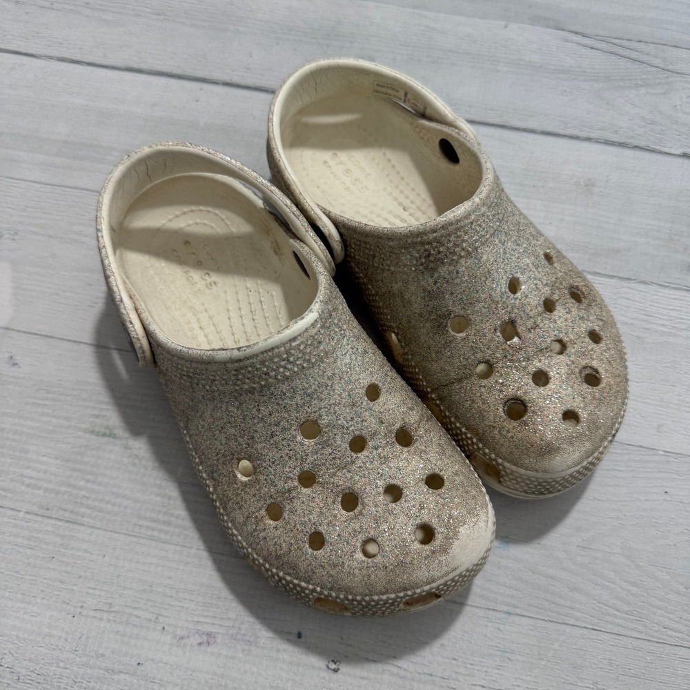 Crocs rainbow Glitter Clogs kids child size 13